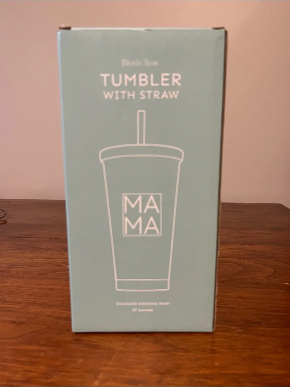 Blush Teas MAMA Insulated Tumbler With Straw New In Box 17 oz